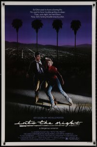 8y1045 INTO THE NIGHT 1sh 1985 cool image of Jeff Goldblum & Michelle Pfeiffer on the run!