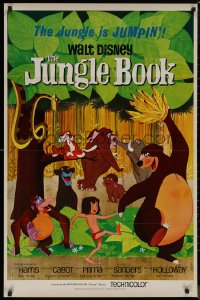 8y1063 JUNGLE BOOK 1sh 1967 Walt Disney cartoon classic, great image of Mowgli & friends!