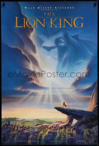 8y1097 LION KING DS 1sh 1994 Disney Africa, John Alvin art of Simba on Pride Rock with Mufasa in sky
