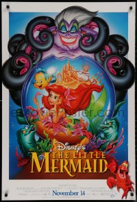 8y1098 LITTLE MERMAID advance DS 1sh R1997 Ariel & cast, Disney underwater cartoon!