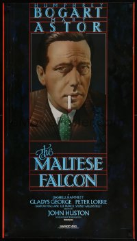 8y0232 MALTESE FALCON 20x36 video poster R1981 Humphrey Bogart, John Huston, Dudek & Laslo art!