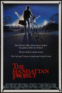8y1110 MANHATTAN PROJECT 1sh 1986 Marshall Brickman, John Lithgow, artwork of police vs. kid!