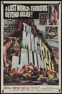 8y1126 MIGHTY JUNGLE 1sh 1964 Marshall Thompson, a lost world of terrors beyond belief!