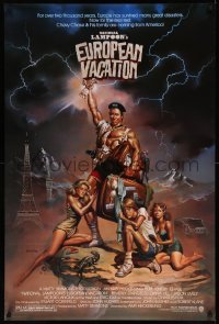8y1141 NATIONAL LAMPOON'S EUROPEAN VACATION 1sh 1985 Chevy Chase, wacky fantasy art by Vallejo!