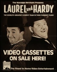 8y0231 LAUREL & HARDY 22x28 video poster 1987 great image of Stan Laurel & Oliver Hardy!