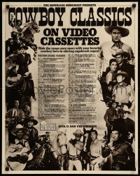 8y0225 COWBOY CLASSICS 22x28 video poster 1980s John Wayne, The Lone Ranger and many more!
