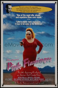 8y1163 PINK FLAMINGOS 1sh R1997 Divine, Mink Stole, John Waters, proud to recycle their trash!
