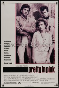 8y1170 PRETTY IN PINK 1sh 1986 great portrait of Molly Ringwald, Andrew McCarthy & Jon Cryer!