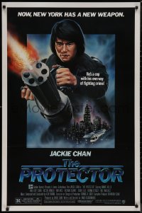 8y1176 PROTECTOR 1sh 1985 Danny Aiello, R. Obero art of Jackie Chan huge gun!