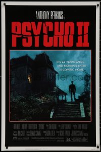 8y1178 PSYCHO II 1sh 1983 Anthony Perkins as Norman Bates, cool creepy image of classic house!