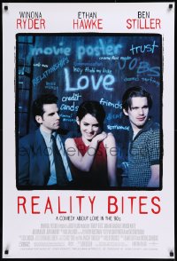 8y1188 REALITY BITES 1sh 1994 Winona Ryder, Ben Stiller, Ethan Hawke, comedy about love in the '90s!