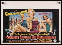 8y0242 HOW TO MARRY A MILLIONAIRE 16x22 Belgian REPRO poster 1990s Marilyn Monroe, Grable & Bacall!