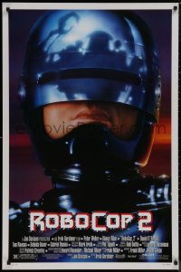 8y1207 ROBOCOP 2 1sh 1990 great close up of cyborg policeman Peter Weller, sci-fi sequel!