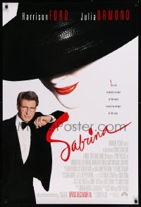8y1220 SABRINA advance 1sh 1995 suave Harrison Ford in tuxedo, sexy Julia Ormond in hat!