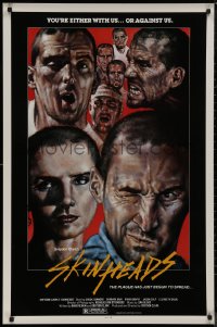 8y1241 SKINHEADS 1sh 1989 Greydon Clark, Barbara Bain, wild intense skinhead artwork!