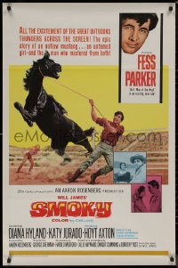8y1244 SMOKY 1sh 1966 western cowboy Fess Parker tames outlaw mustang!