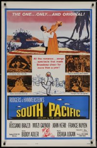 8y1247 SOUTH PACIFIC 1sh R1964 Rossano Brazzi, Mitzi Gaynor, Rodgers & Hammerstein musical!