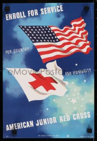 8y0341 AMERICAN JUNIOR RED CROSS 11x16 special poster 1958 enroll for service for your country & humanity!