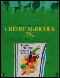 8y0250 CREDIT AGRICOLE 7% 23x31 French advertising poster 1970s Briat art of bottles, fruit and more!