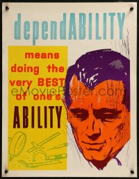 8y0153 DEPENDABILITY MEANS DOING THE VERY BEST OF ONE'S ABILITY 17x22 motivational poster 1950s close-up and tools!