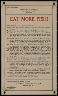 8y0104 EAT MORE FISH 13x21 WWI war poster 1918 save beef, pork and chicken for war-related needs!