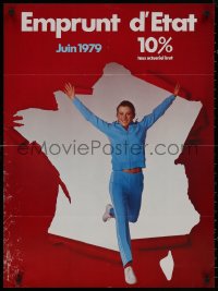 8y0252 EMPRUNT D'ETAT 10% 23x30 French advertising poster 1979 gymnast Youna Dufournet!