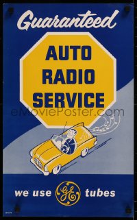 8y0255 GENERAL ELECTRIC 14x22 advertising poster 1950s guaranteed auto radio service!