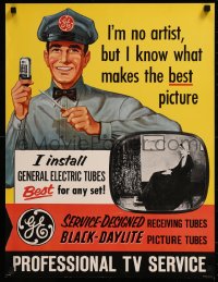 8y0254 GENERAL ELECTRIC 20x26 advertising poster 1950s black-daylite picture tubes, he's no artist!