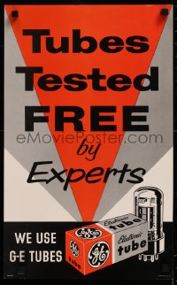 8y0256 GENERAL ELECTRIC 14x22 advertising poster 1950s get your tubes tested for free by experts!
