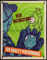 8y0154 HEED INSTRUCTIONS FOR QUALITY PERFORMANCE 17x22 motivational poster 1950s baseball!