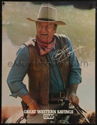 8y0370 JOHN WAYNE 2-sided 17x22 special poster 1979 great c/u cowboy portrait + biography on back!