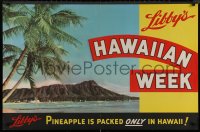 8y0259 LIBBY'S 26x40 advertising poster 1950s great image of Diamond Head in Oahu, Hawaii!