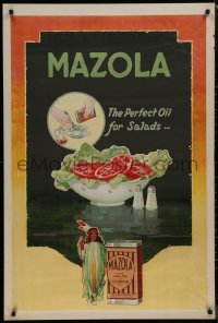 8y0260 MAZOLA 28x42 advertising poster 1930s it makes the perfect oil to put on your salads!