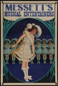 8y0245 MESSETT'S MUSICAL ENTERTAINERS 28x42 stage poster 1910s great stone litho of dancers!