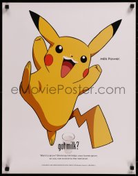 8y0380 PIKACHU 19x25 special poster 2000 the character leaping with joy, got milk?