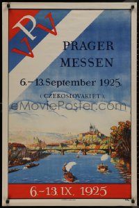 8y0383 PRAGER MESSEN 25x38 Czech special poster 1925 boats on the Vltava river!