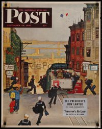 8y0388 SATURDAY EVENING POST 22x28 special poster 1945 Sept 29, Schaeffer cover art, San Francisco!