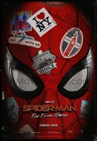 8y1252 SPIDER-MAN: FAR FROM HOME int'l teaser DS 1sh 2019 Marvel Comics, cool close-up!