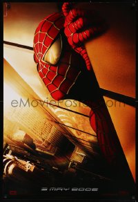 8y1250 SPIDER-MAN teaser DS 1sh 2002 Tobey Maguire w/WTC towers in eyes, Marvel Comics!
