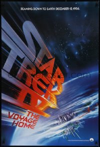 8y1260 STAR TREK IV teaser 1sh 1986 Leonard Nimoy, art of title racing towards Earth by Bob Peak!