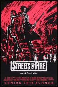8y1276 STREETS OF FIRE advance 1sh 1984 Walter Hill, Riehm pink dayglo art, a rock & roll fable!