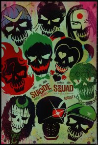 8y1281 SUICIDE SQUAD teaser DS 1sh 2016 Smith, Leto as the Joker, Robbie, Kinnaman, cool art!