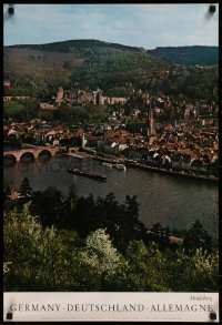 8y0132 GERMANY 20x29 German travel poster 1967 Heidelberg, ships on river!