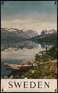 8y0130 SWEDEN 25x39 Swedish travel poster 1950s image of the Kebnekaise mountains in Lapland!