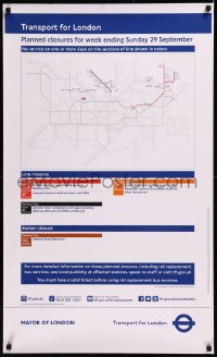 8y0143 TRANSPORT FOR LONDON 24x40 travel poster 2013 planned closures for the week, cool map!