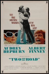 8y1313 TWO FOR THE ROAD 1sh 1967 Audrey Hepburn & Albert Finney embrace, directed by Stanley Donen!