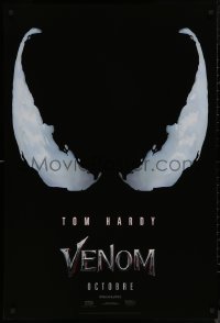 8y1321 VENOM int'l French language teaser DS 1sh 2018 Marvel, great image of Tom Hardy in the title role transforming!