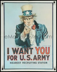 8y0123 I WANT YOU FOR U.S. ARMY 22x28 war poster 1975 iconic art by James Montgomery Flagg!