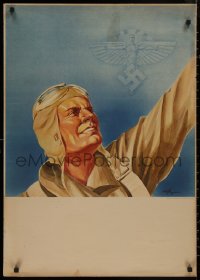 8y0115 NATIONAL SOCIALIST FLYERS CORPS 23x33 German WWII war poster 1941 pilot & NSFK Nazi swastika!
