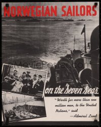 8y0116 NORWEGIAN SAILORS ON THE SEVEN SEAS 18x22 English WWII war poster 1940s merchant marines!